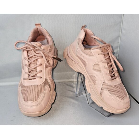 Women's pink sneakers lace up size 8 - Picture 1 of 14